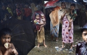 SITTWE, MYANMAR- JUNE, 2015:  Bodouba Camp. A special food distribution was organized by a Turkish Ngo (IHH) for the beginning of Ramadan for the "unregistred" IDP's. (Picture by Veronique de Viguerie/Reportage by getty Images).