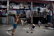 MANILA, PHILIPINES- JUNE, 2017: Le quartier "happyland" est l'un des plus pauvre de Manille. A l'ouest de Manille, 120000 habitants qui votent Duterte Ã  80%. Et mÃªme si il est acusÃ© de mener non pas une guerre contre la drogue mais une guerre contre les pauvres, il reste trÃ¨s apprÃ©ciÃ©. 
Happyland neighborhood is one of the poorest of Manila.  In Westerne Manila with 120 000 inhabitants, 80% voted for Duterte. Duterte remains very popular there despite the fact that he is accused of engaging a war against the poor instead of a war against the drug. (Picture by Veronique de Viguerie/ Reportage by Getty Images)