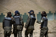 KABUL,AFGHANISTAN-JUNE 2009- Policewomen are present in the Counter Terrorism Police Unit. Here the Counter Terrorism Unit is being trained by foreign Special Forces ( Photo by Veronique de Viguerie/Getty Images for Marie-Claire France)