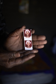 CHIBOK, NIGERIA-JUNE, 2014:  Naomi is holding her daughter's picture Moda who was kidnapped on the 14th of April. (Picture by Veronique de Viguerie/Reportage by Getty Images).