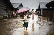 SITTWE, MYANMAR- JUNE, 2015: Bodouba camp during monsoon.  (Picture by Veronique de Viguerie/Reportage by getty Images).
